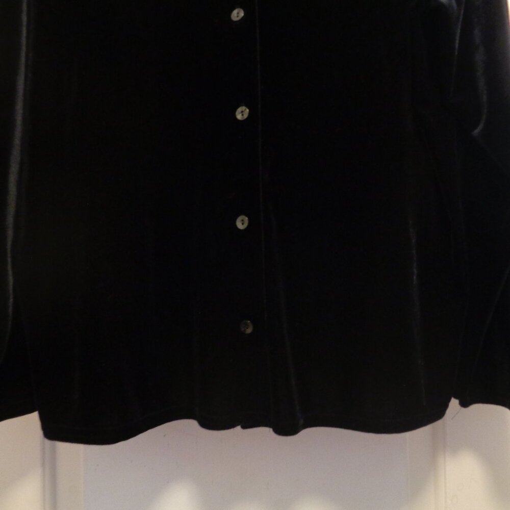 Vintage Black Velvet Button Up Jacket Blouse By K… - image 5